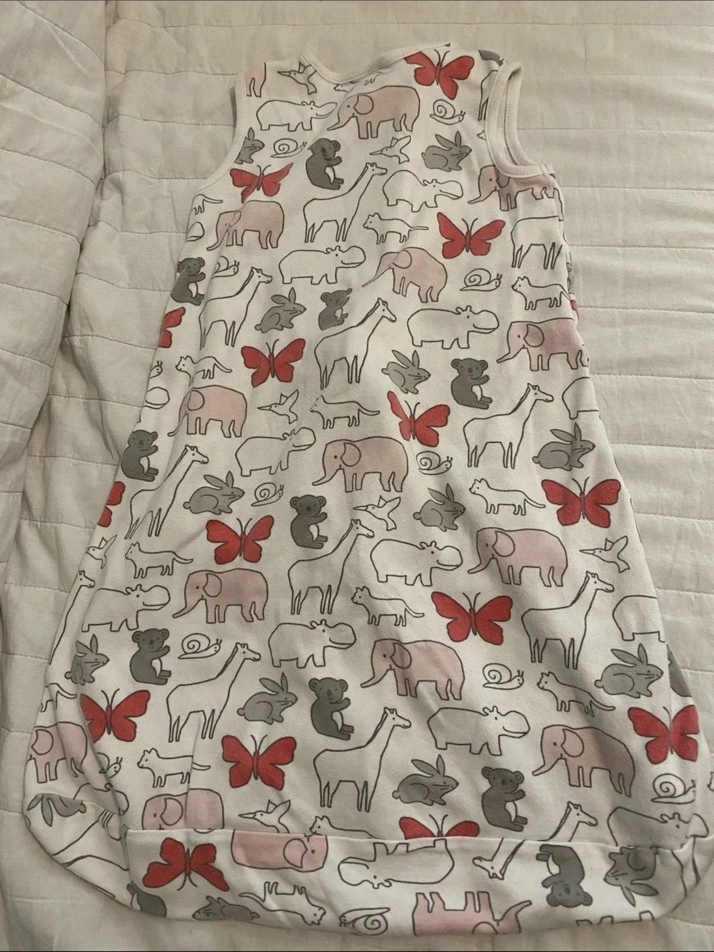 Carter's White Sleep Sack with Pink & Gray Animal and Butterfly Print